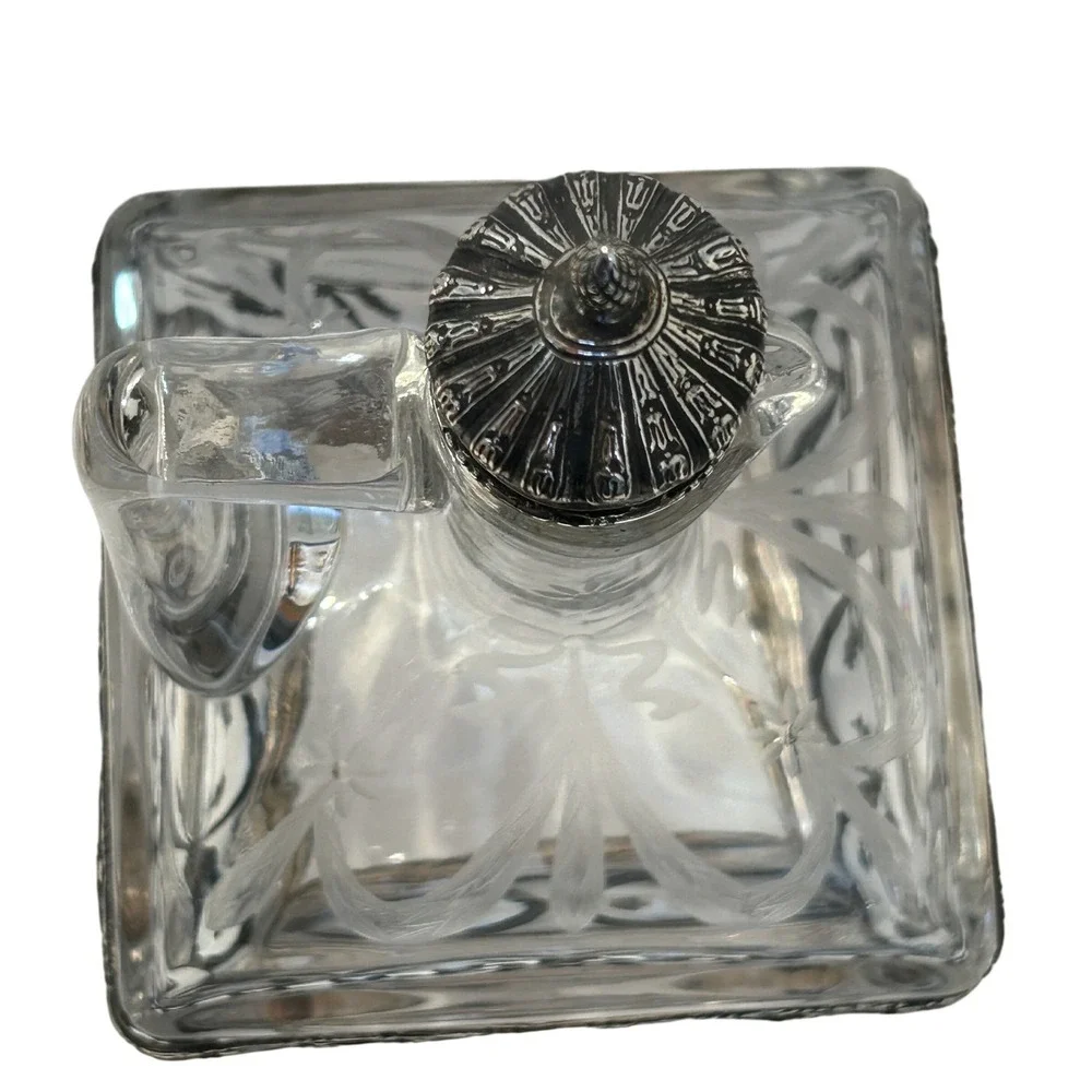 Antique German Hanau .800 Silver Glass Decanter JD Schleissner Sohne c1900